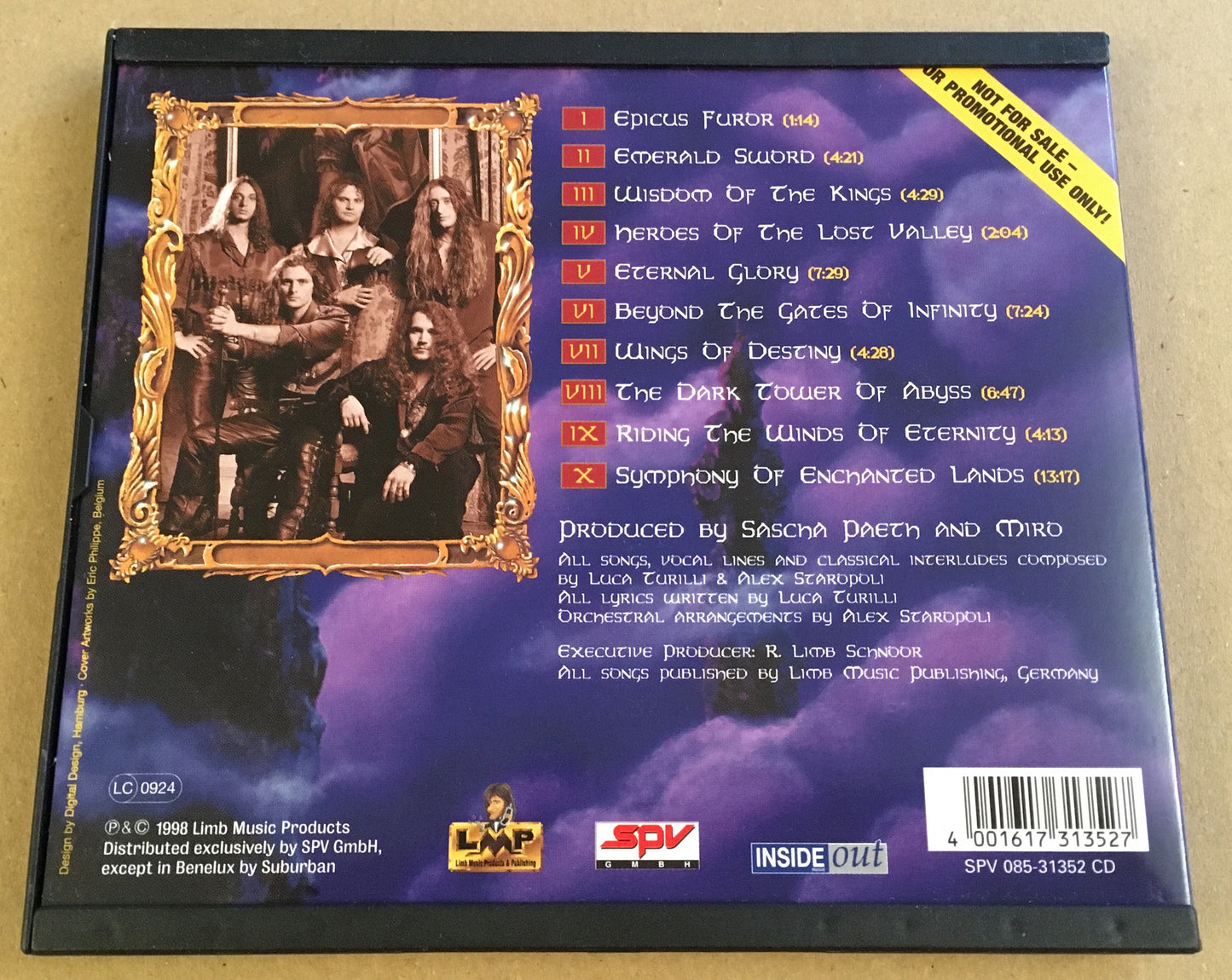 RHAPSODY - Symphony Of Enchanted Lands CD 1998 Gatefold Snap-Case Promo-CD