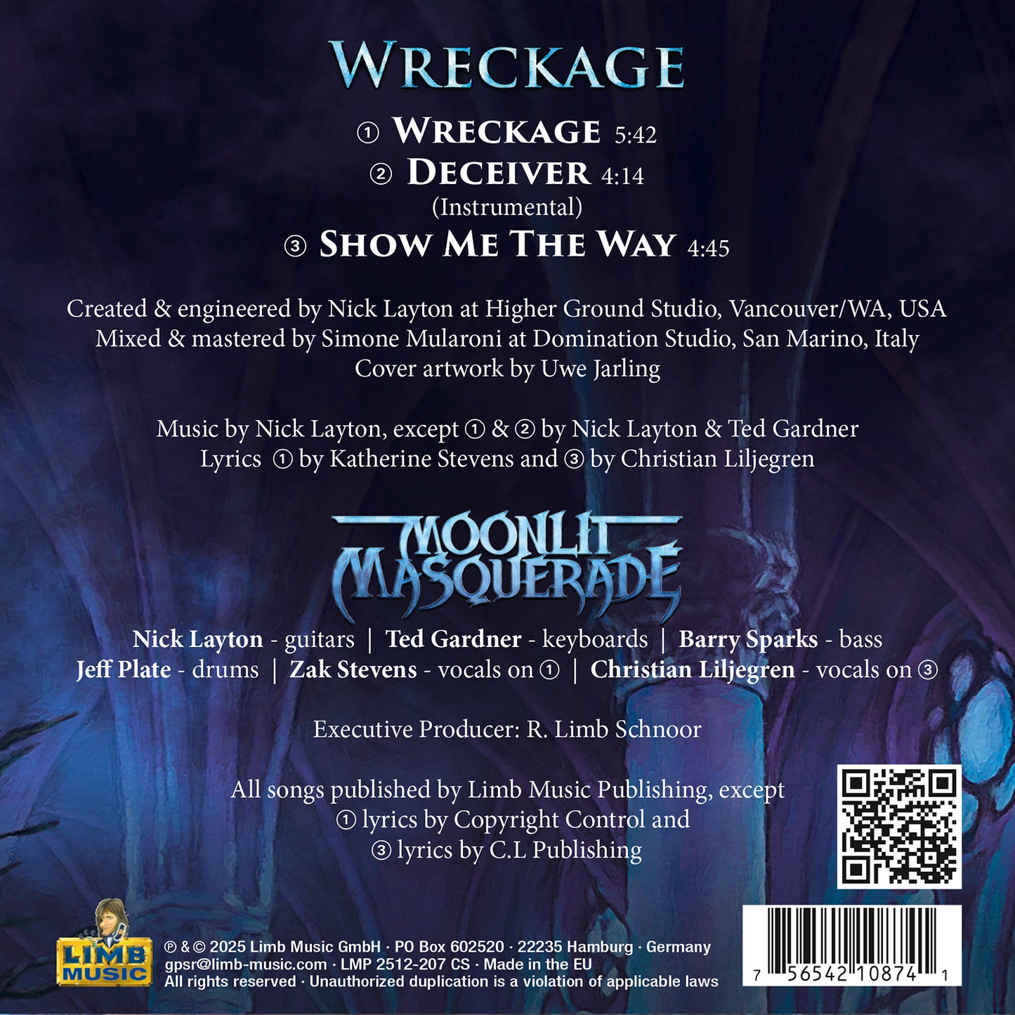 MOONLIT MASQUERADE - Wreckage CD EP 2025 (PRE-ORDER) feat. Zak Stevens, Jeff Plate, Barry Sparks