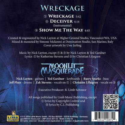 MOONLIT MASQUERADE - Wreckage CD EP 2025 (PRE-ORDER) feat. Zak Stevens, Jeff Plate, Barry Sparks