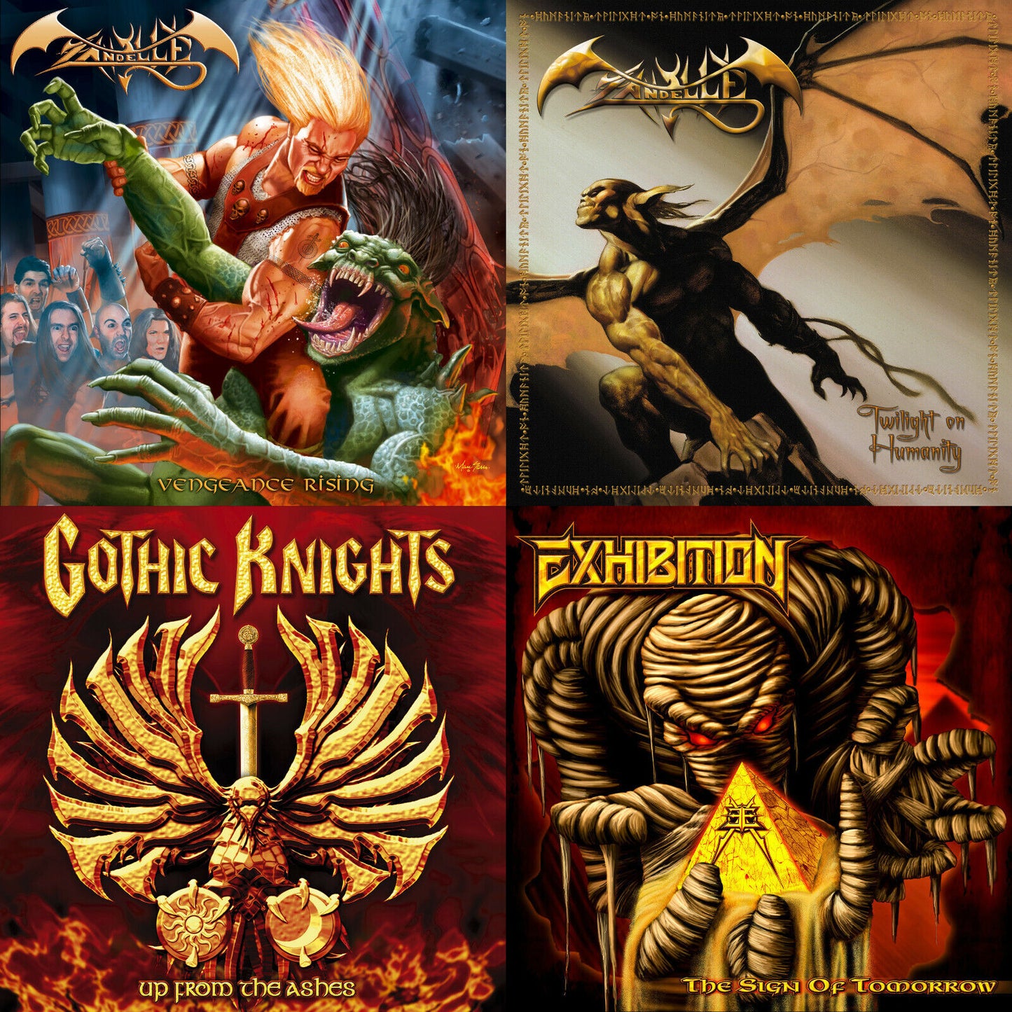 ZANDELLE + GOTHIC KNIGHTS + EXHIBITION 4CD Bundle Special Offer US Power Metal