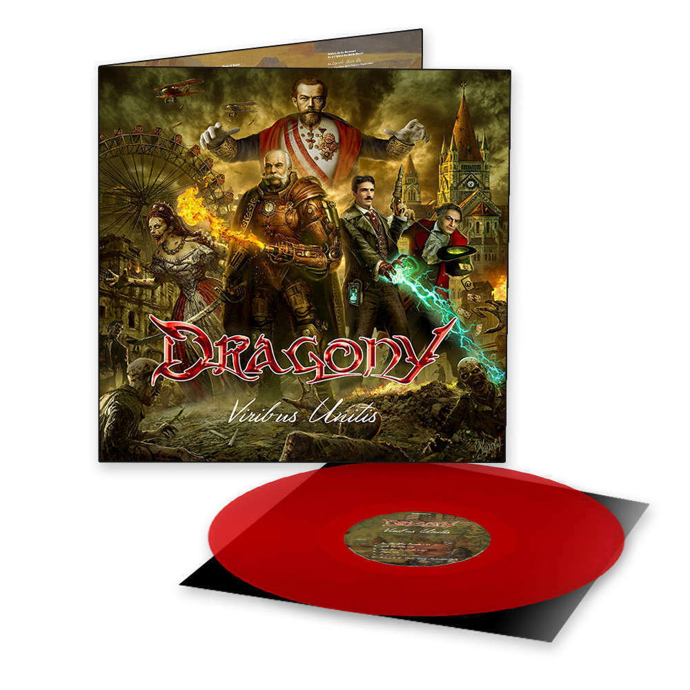 DRAGONY - Viribus Unitis LP Red Vinyl Gatefold 2021 + signed photo + sticker
